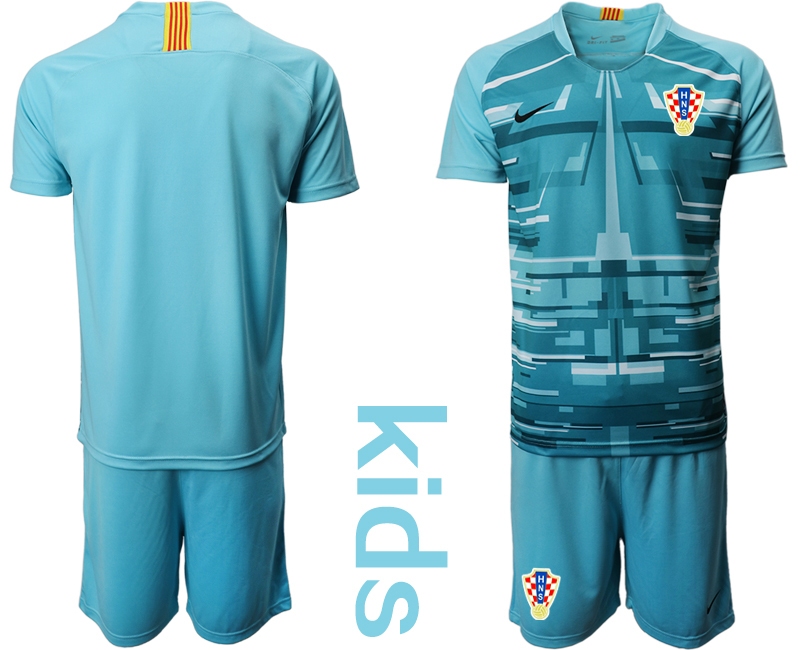 Youth 2021 European Cup Croatia blue goalkeeper Soccer Jersey->croatia jersey->Soccer Country Jersey